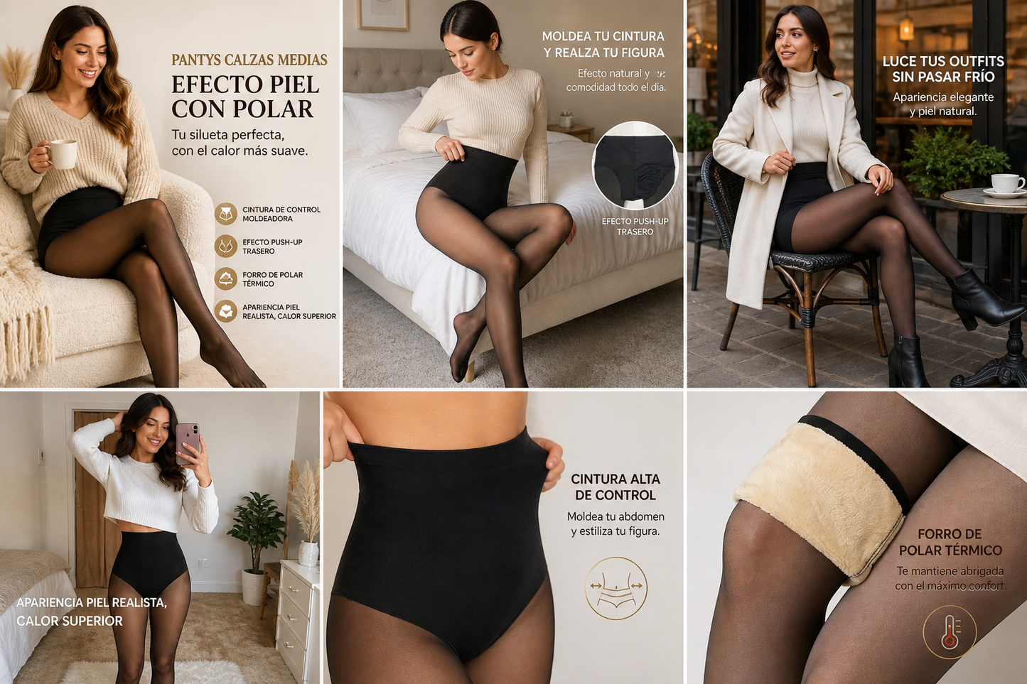 Pantys Calzas Medias Efecto Piel Polar